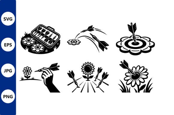 Archery Floral Line Art Vector: A Playful, Energetic Illustration for Branding and Graphics