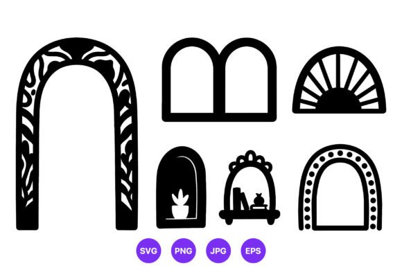 Black Arch Window Silhouettes: Elegant Graphics for Branding and Visual Content
