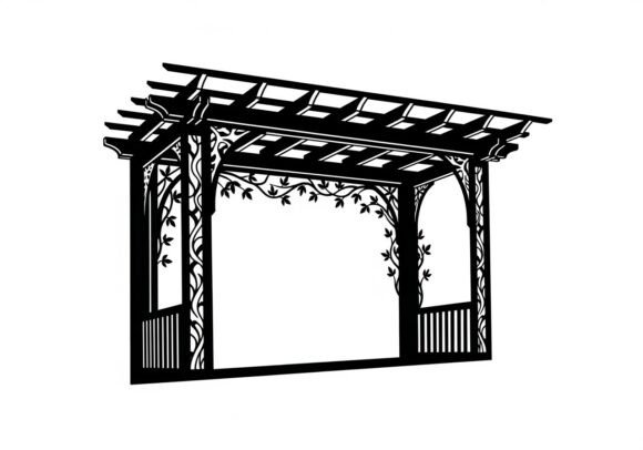Black Pergola with Vines and Leaves Graphics & Illustrations for Real Crafting