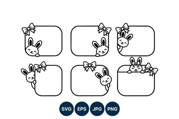 Cute Bunny Bow Frame Vector Art for Branding & Marketing Graphics