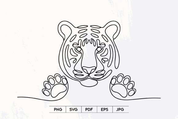Cute Tiger Line Art SVG