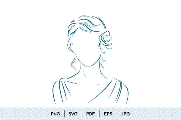 Elegant Woman Outline Line Art for Graphics & Illustrations Projects
