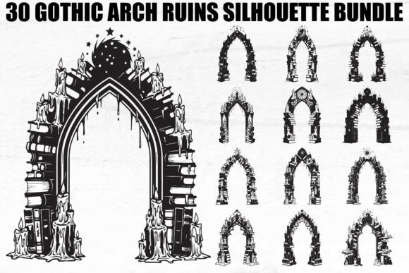 Gothic Arch Ruins SVG Bundle: Dark Elegance for Branding, Packaging & Digital Design