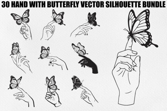 Hand with Butterfly Bundle: Elegant Graphics for Branding and Illustrations