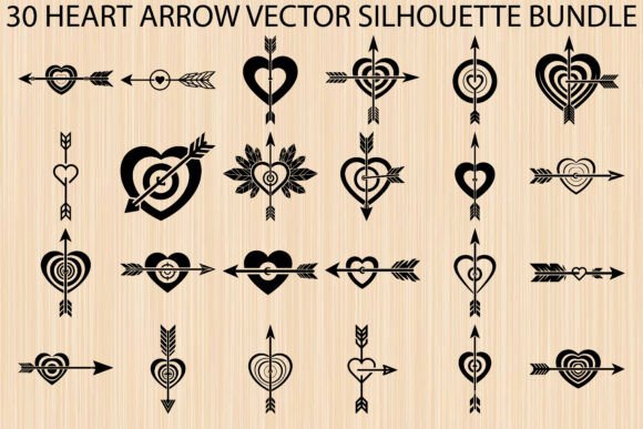 Heart Arrow Silhouette Bundle