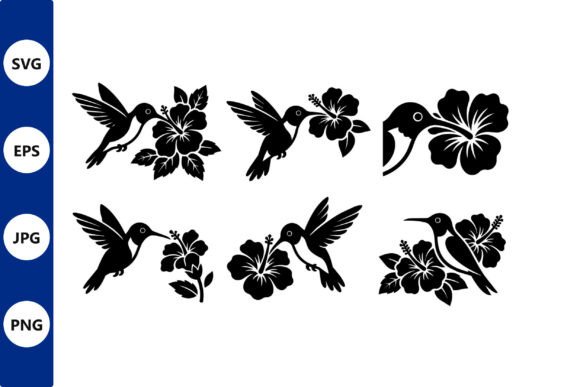 Hummingbird Hibiscus Silhouette Graphics for Lifestyle Blogs and Editorial Illustrations