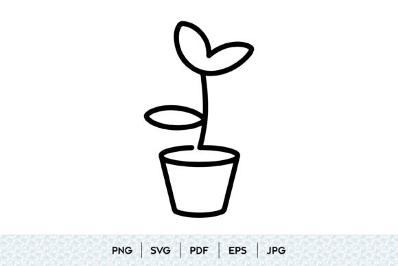 Minimal Plant Pot Line Art SVG for Graphics & Illustrations Sellers