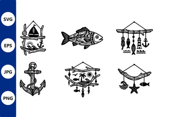 Nautical Vector Art Set with Anchor and Graphics for Creative Sellers
