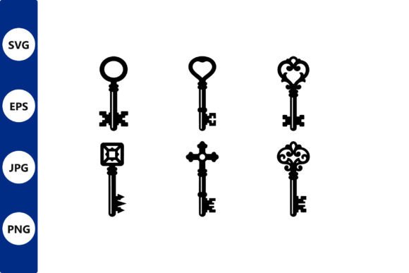 Ornate Keys Black Vector Art – Elegant Graphics for Crafters & Illustrations Lovers