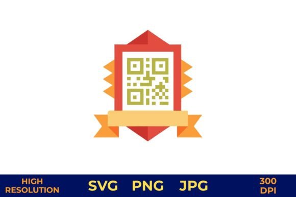 QR Code on Ribbon Banner Vector Icon: A Versatile Graphic for Modern Branding