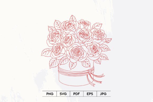 Rose Bouquet Box Line Art SVG for Crafters & Etsy Sellers