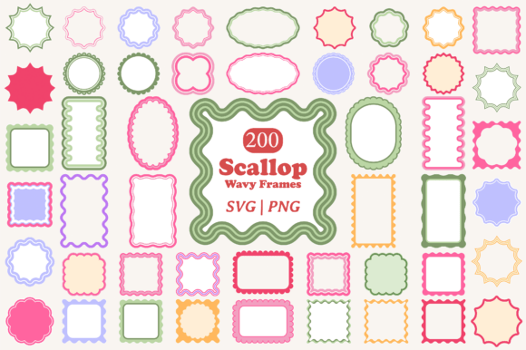 Scallop Wavy Frame SVG PNG Bundle – Elegant Graphics for Local Branding & Packaging