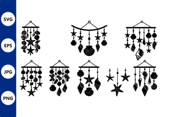 Shell Hanging Vector Decor: Coastal Graphics for Lifestyle Blogging and Editorial Design