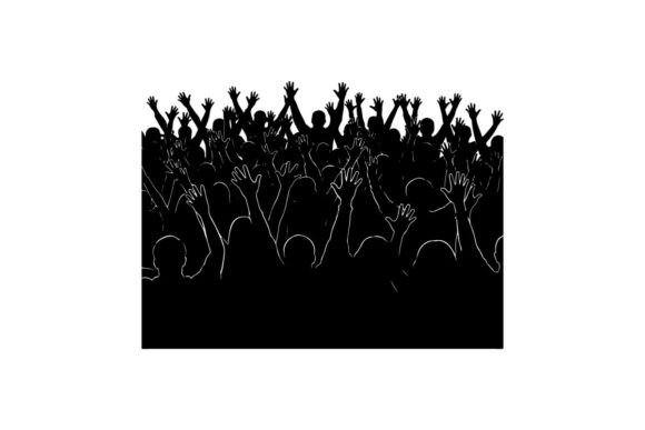 Silhouette Crowd Raising Hands in Unity – Graphics & Illustrations for Bold Brand Messaging