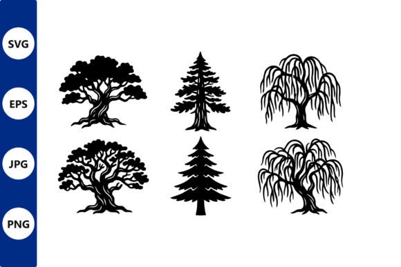 Tree Silhouette Trio Line Art: Practical Illustrations for Local Branding and Packaging Design