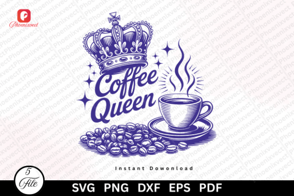 Vintage Coffee Lover Coffee Queen SVG: A Royal Touch for Crafters & Handmade Businesses